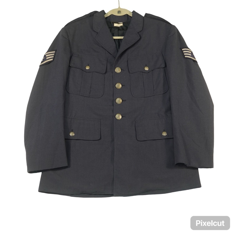 Vtg US Air Force Service Dress Jacket Men 40S Staff Sergeant Rank Silver Buttons